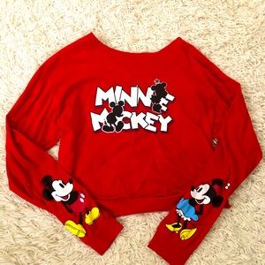 Mickey and Minnie Cropped Long Sleeve Shirt